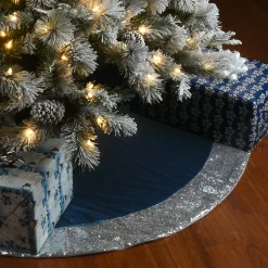 Cheap National Tree Company 52" Arctic Lights Collection Navy And Silver Tree Skirt