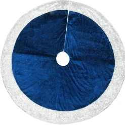 Store National Tree Company 48" Arctic Lights Collection Navy And Silver Tree Skirt
