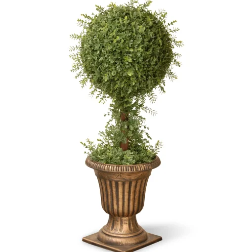 36" Artificial Mini Tea Leaf 1 Ball Topiary In Urn^National Tree Company Cheap