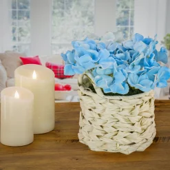 New National Tree Company 10" Blue Hydrangea Bouquet In White Basket