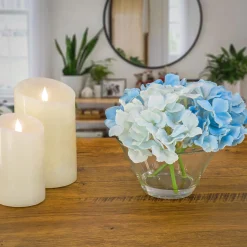 Fashion National Tree Company 8" Blue Hydrangea Bouquet In Glass Vase