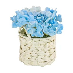 10" Blue Hydrangea Bouquet In White Basket^National Tree Company Cheap