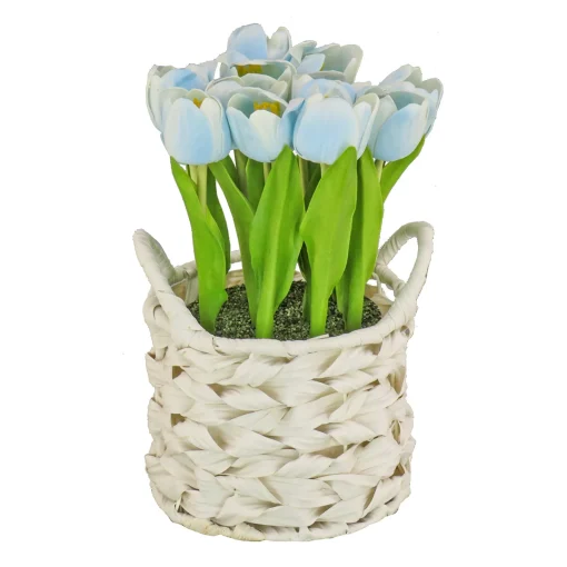 10" Blue Tulip Bouquet In Metal Pot^National Tree Company Cheap