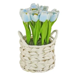 10" Blue Tulip Bouquet In Metal Pot^National Tree Company Store