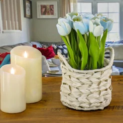 Outlet National Tree Company 10" Blue Tulip Bouquet In Metal Pot