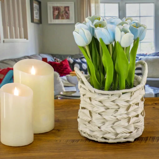 Outlet National Tree Company 10" Blue Tulip Bouquet In Metal Pot