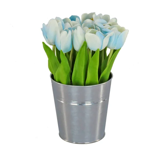 9" Blue Tulip Bouquet In Metal Pot^National Tree Company Outlet
