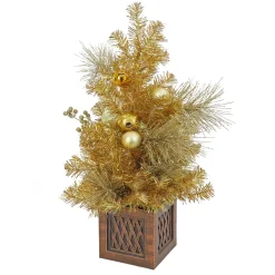 Cheap National Tree Company 36" Christmas Be Merry Decorated Gold Table Top Tree In Pot, 35 Warm White Led Lights- Battery Operated With Remote Control