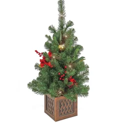 Sale National Tree Company 36" Christmas Vienna Waltz Decorated Table Top Tree In Pot, 35 Warm White Led Lights- Battery Operated With Remote Control