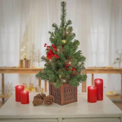 Sale National Tree Company 36" Christmas Vienna Waltz Decorated Table Top Tree In Pot, 35 Warm White Led Lights- Battery Operated With Remote Control