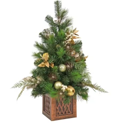 Hot National Tree Company 3' Christmas Yuletide Glam Decorated Table Top Tree In Pot, 35 Warm White Led Lights- Battery Operated With Remote Control