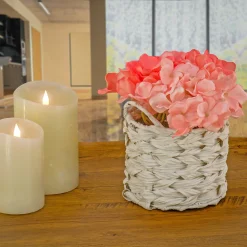 Clearance National Tree Company 10" Coral Hydrangea Bouquet In White Basket