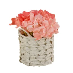 10" Coral Hydrangea Bouquet In White Basket^National Tree Company Cheap