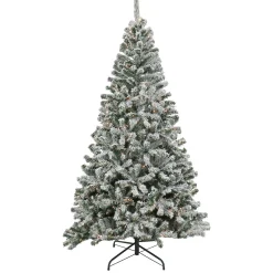 7.5 Feet Pre-Lit Artificial Frosted Bonnyville Spruce Hinged Tree, 700 Clear Lights- Ul^National Tree Company Cheap
