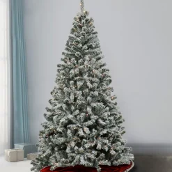 7.5 Feet Pre-Lit Artificial Frosted Bonnyville Spruce Hinged Tree, 700 Clear Lights- Ul^National Tree Company Cheap