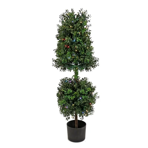 4 Ft. Boxwood Cone And Ball Topiary With Multi-Function Led Lights^National Tree Company Clearance