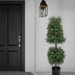 Online National Tree Company 4 Ft. Boxwood Cone And Ball Topiary With Multi-Function Led Lights