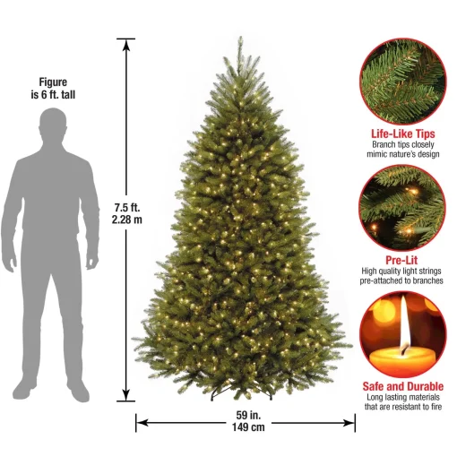 Shop National Tree Company 7.5 Ft Dunhill(R) Fir Tree With Clear Lights