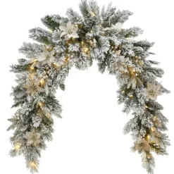 Best National Tree Company 6 Ft Frosted Colonial Fir Swag With Battery Operated Led Lights