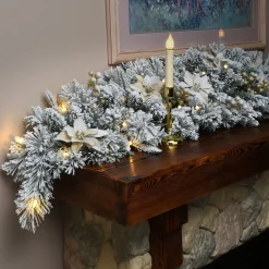 Best National Tree Company 6 Ft Frosted Colonial Fir Swag With Battery Operated Led Lights