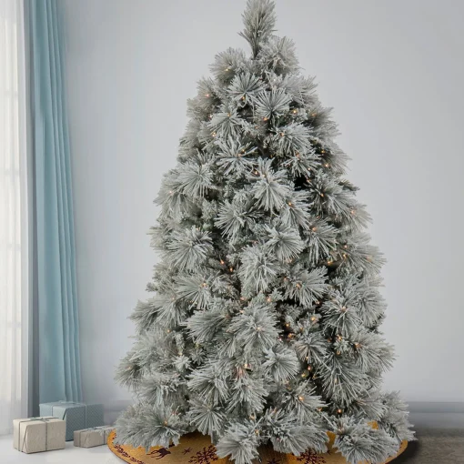 Best National Tree Company 6.5 Ft. Hgtv Home Collection Pre-Lit Flocked Bavarian Pine Tree
