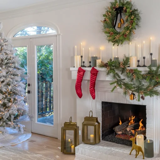 Best National Tree Company 6.5 Ft. Hgtv Home Collection Pre-Lit Flocked Bavarian Pine Tree