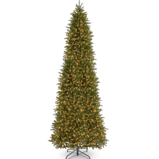 Clearance National Tree Company 12 Ft. Jersey Fraser Fir Pencil Slim Tree With Clear Lights