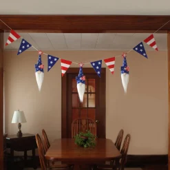 Online National Tree Company 6 Ft Patriotic Flags And Blue Gnomes Garland