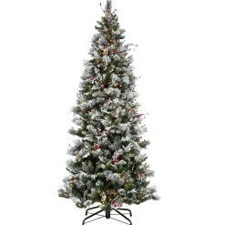 Best Sale National Tree Company 9 Ft. Powerconnect(Tm) Snowy Bedford Slim Pine Tree With Clear Lights