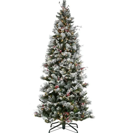 Best Sale National Tree Company 9 Ft. Powerconnect(Tm) Snowy Bedford Slim Pine Tree With Clear Lights