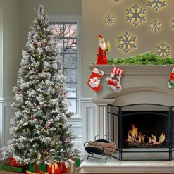 Best Sale National Tree Company 9 Ft. Powerconnect(Tm) Snowy Bedford Slim Pine Tree With Clear Lights