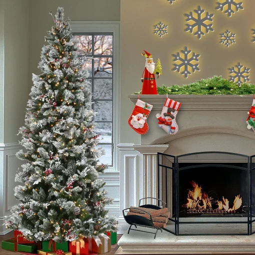 Best Sale National Tree Company 9 Ft. Powerconnect(Tm) Snowy Bedford Slim Pine Tree With Clear Lights