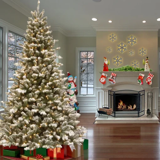 Store National Tree Company 7.5 Ft. Powerconnect(Tm) Snowy Sheffield Spruce With Warm White Led Lights