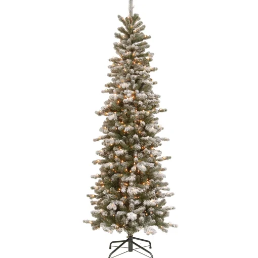 7.5 Ft. Powerconnect(Tm) Snowy Sheffield Spruce Pencil Slim With Clear Lights^National Tree Company Best