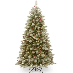7.5 Ft Powerconnect(Tm) Snowy Bristle Berry Tree With Dual Color® Led Lights^National Tree Company Hot