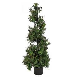 4 Ft. Pre-Lit Boxwood Spiral Topiary In Black Nursery Pot^National Tree Company Online