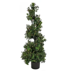Sale National Tree Company 4 Ft. Pre-Lit Boxwood Spiral Topiary In Black Nursery Pot