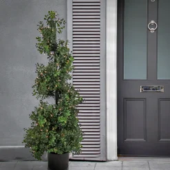 Sale National Tree Company 4 Ft. Pre-Lit Boxwood Spiral Topiary In Black Nursery Pot