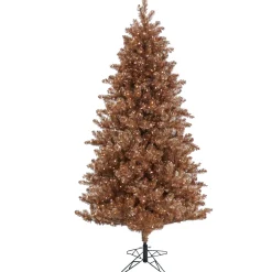 New National Tree Company 7.5 Ft. Pre-Lit Christmas Rose Gold Metallic Tree