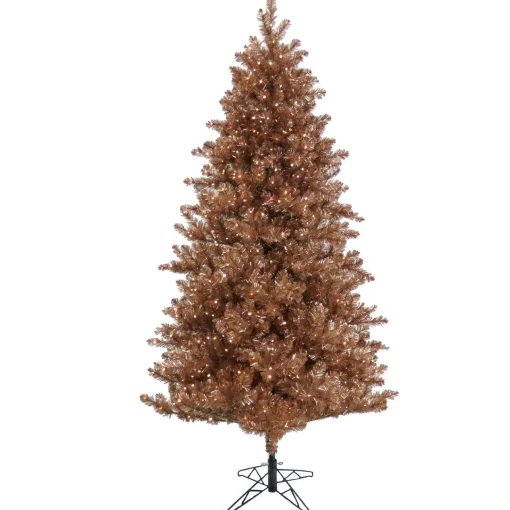 New National Tree Company 7.5 Ft. Pre-Lit Christmas Rose Gold Metallic Tree