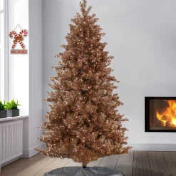 New National Tree Company 7.5 Ft. Pre-Lit Christmas Rose Gold Metallic Tree
