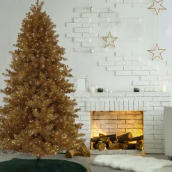 Best Sale National Tree Company 7.5 Ft. Pre-Lit Christmas True Gold Metallic Tree