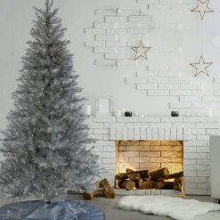 Hot National Tree Company 7.5 Ft. Pre-Lit Crystal Silver Metallic Tree