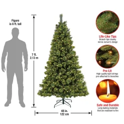 Store National Tree Company 7 Ft Pre-Lit Maine Pine Tree With Led Lights