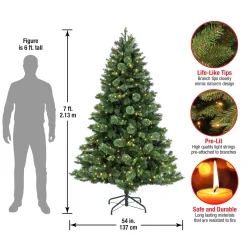 New National Tree Company 7 Ft Pre-Lit Montreal Pine Tree With Led Lights