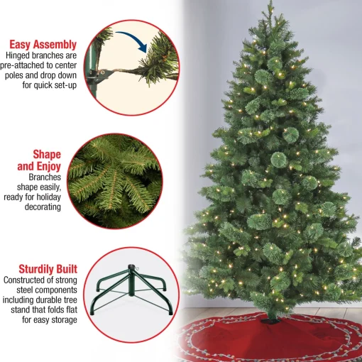 New National Tree Company 7 Ft Pre-Lit Montreal Pine Tree With Led Lights