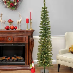 Shop National Tree Company 6 Ft. Pre-Lit Nooksack Fir Pencil Slim Tree With Led Lights