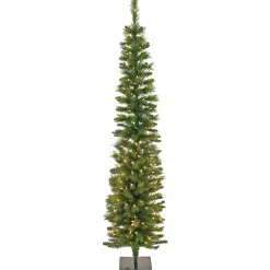 Discount National Tree Company 6 Ft. Pre-Lit Nooksack Fir Pencil Slim Tree With Led Lights