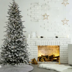 Best Sale National Tree Company 7 Ft Pre-Lit Snowy Calton Pine Tree With Led Lights