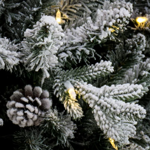 Cheap National Tree Company 7 Ft Pre-Lit Snowy Calton Pine Tree With Led Lights